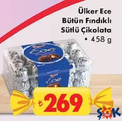 ÜLKER ECE BÜTÜN FINDIKLI SÜTLÜ ÇİKOLATA 458 G - BAYRAM ŞEKERİ/ÇİKOLATASI